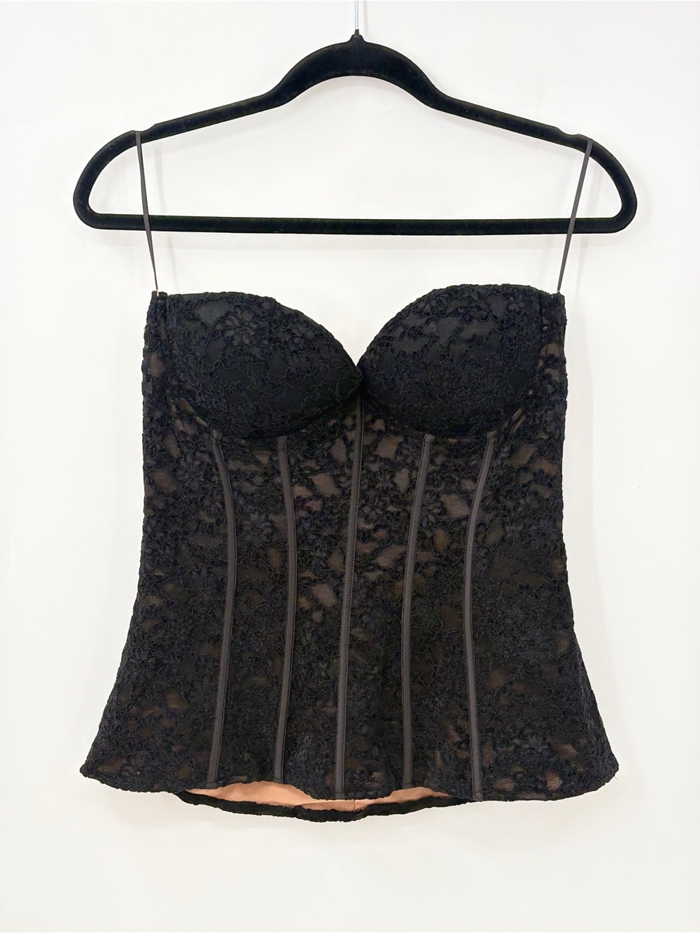 Zara Black Lace Bustier with Boning